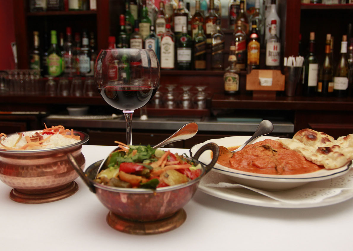Curry and wine at Rani Mahal