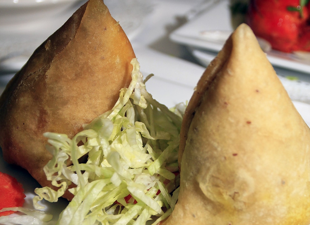 Samosas with shredded salad