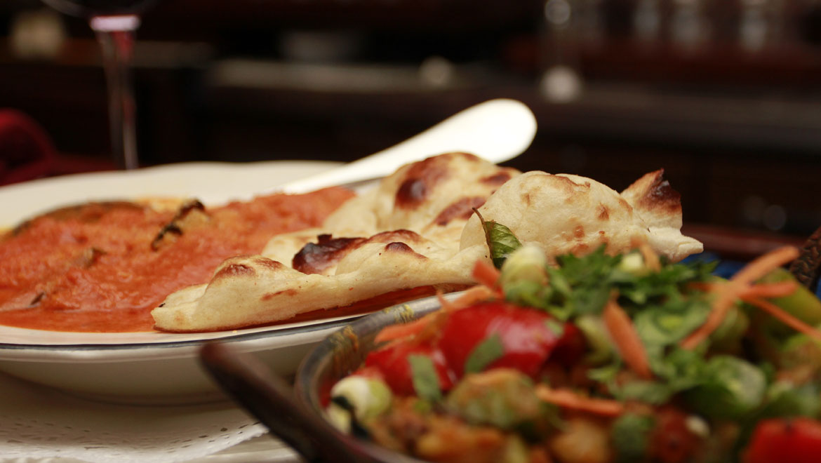 Fresh naan and salad
