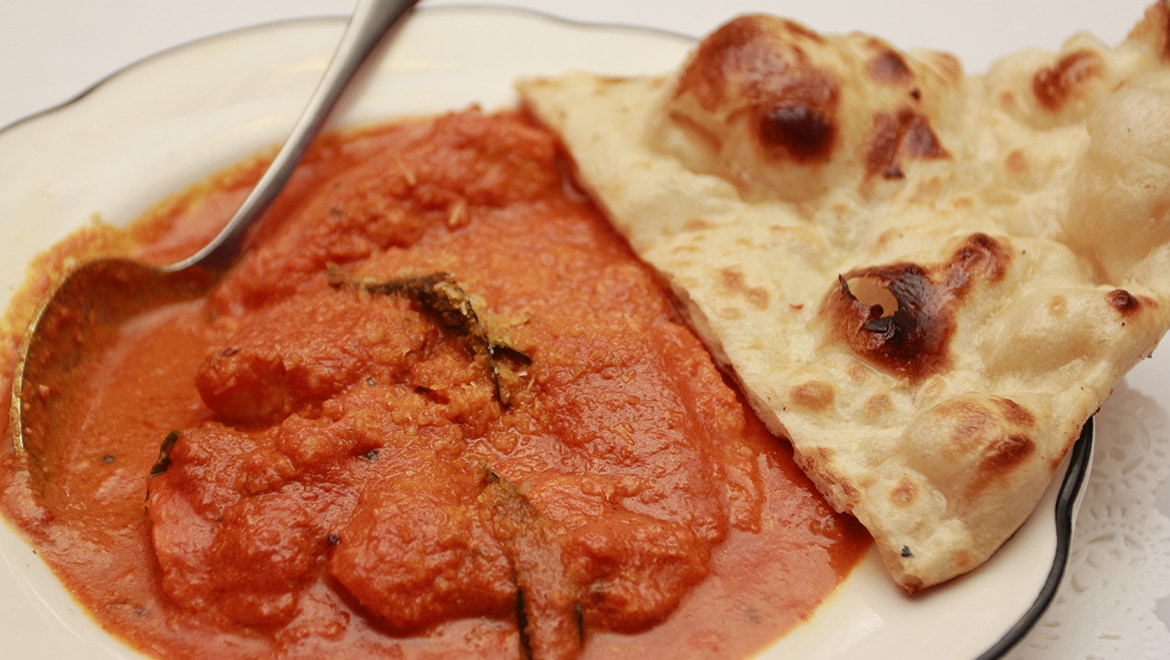 Curry served with naan